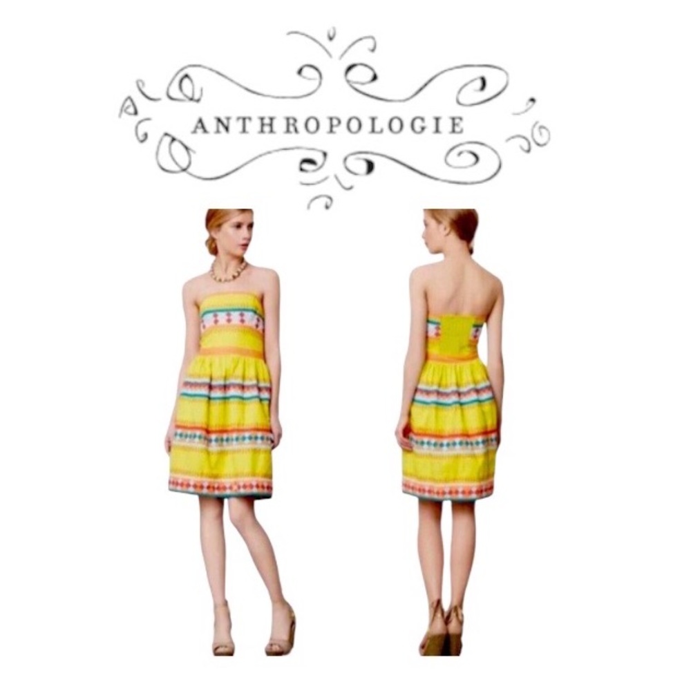 Anthropology Leifsdottir Strapless Quilted Sundress Size 6 Great Condition.